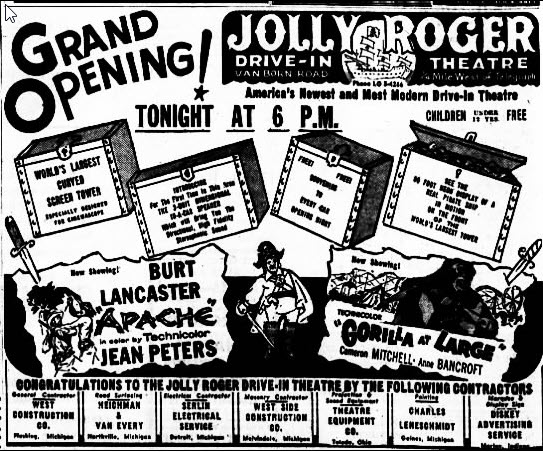 Jolly Roger Drive-In Theatre - Old Ad